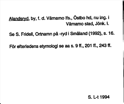 Bild på arkivkortet för arkivposten Alandsryd