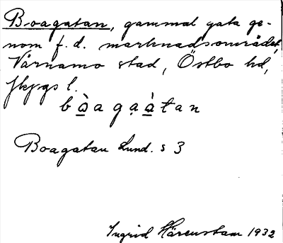 Bild på arkivkortet för arkivposten Boagatan