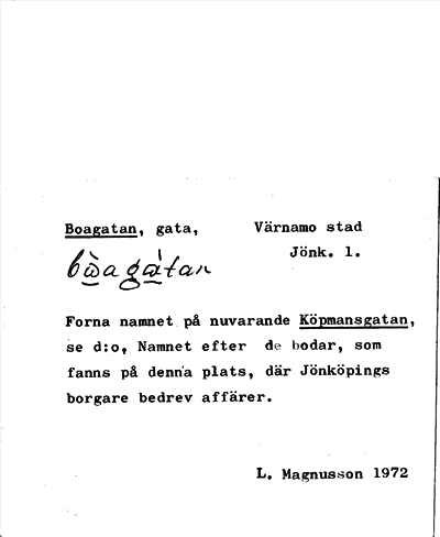 Bild på arkivkortet för arkivposten Boagatan
