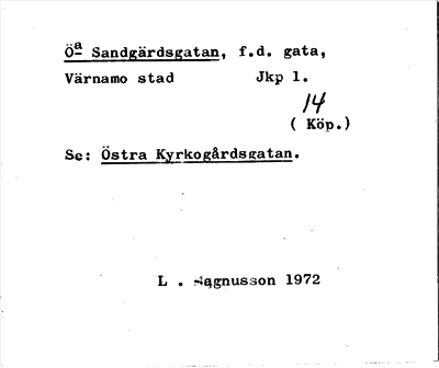 Bild på arkivkortet för arkivposten Östra Sandgärdsgatan, se Östra Kyrkogårdsgatan