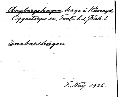 Bild på arkivkortet för arkivposten Anebergshagen