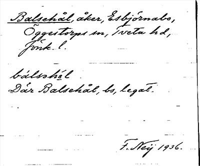 Bild på arkivkortet för arkivposten Balsehål