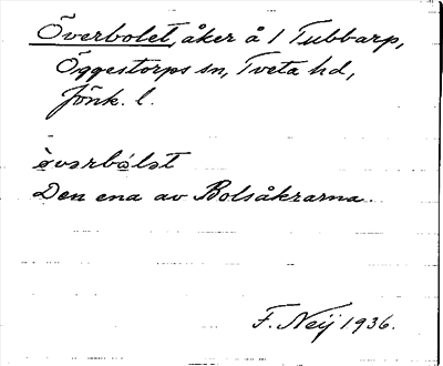 Bild på arkivkortet för arkivposten Överbolet