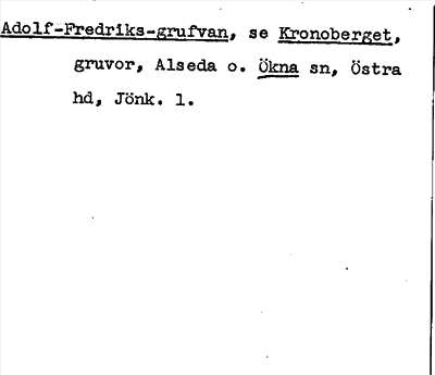 Bild på arkivkortet för arkivposten Adolf-Fredriks-grufvan, se Kronoberget