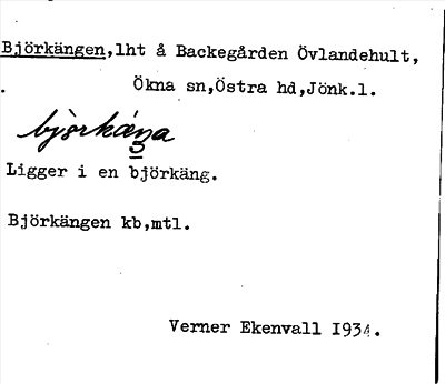Bild på arkivkortet för arkivposten Björkängen