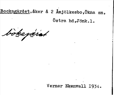 Bild på arkivkortet för arkivposten Bockagärdet