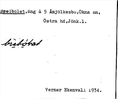 Bild på arkivkortet för arkivposten Bredbolet