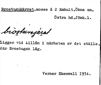 Bild på arkivkortet för arkivposten Brostugukärret