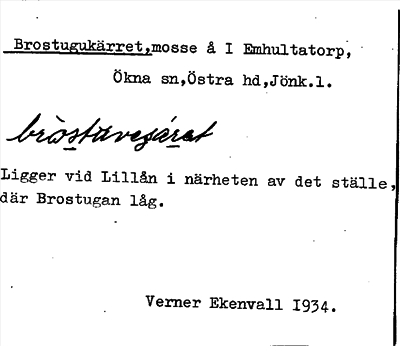 Bild på arkivkortet för arkivposten Brostugukärret
