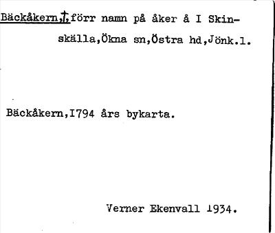 Bild på arkivkortet för arkivposten Bäckåkern