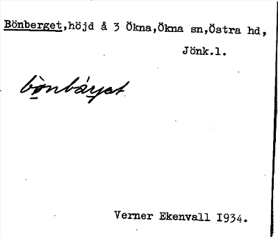 Bild på arkivkortet för arkivposten Bönberget