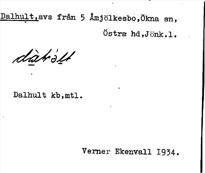 Bild på arkivkortet för arkivposten Dalhult