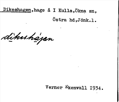 Bild på arkivkortet för arkivposten Dikeshagen