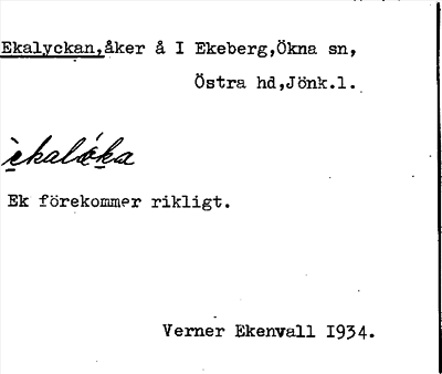 Bild på arkivkortet för arkivposten Ekalyckan