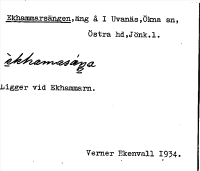 Bild på arkivkortet för arkivposten Ekhammarsängen