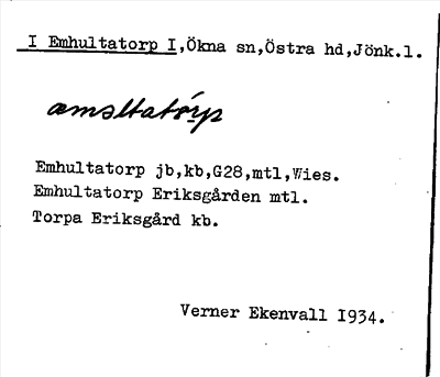 Bild på arkivkortet för arkivposten Emhultatorp