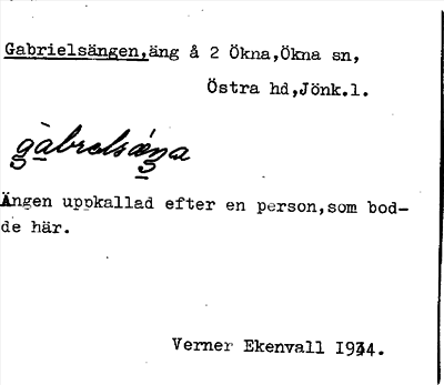 Bild på arkivkortet för arkivposten Gabrielsängen