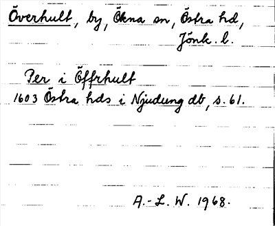 Bild på arkivkortet för arkivposten Överhult
