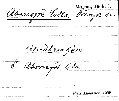 Bild på arkivkortet för arkivposten Aborrsjön Lilla