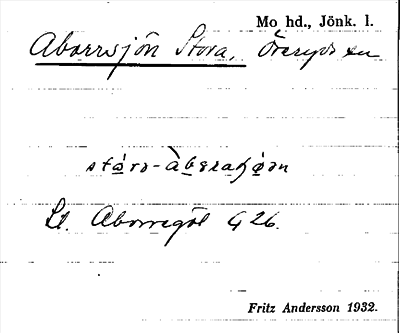 Bild på arkivkortet för arkivposten Aborrsjön Stora