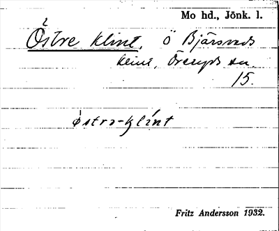 Bild på arkivkortet för arkivposten Östre klint