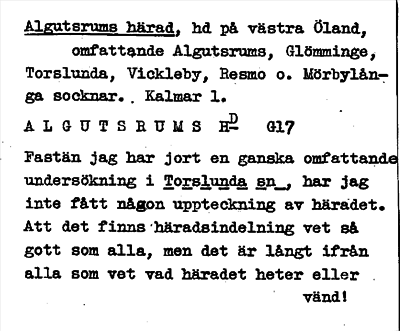 Bild på arkivkortet för arkivposten Algutsrums härad