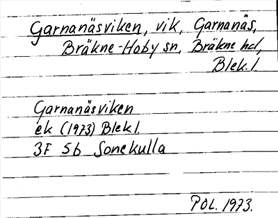 Bild på arkivkortet för arkivposten Garnanäsviken
