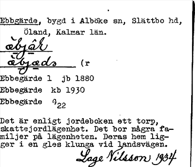 Bild på arkivkortet för arkivposten Ebbgärde