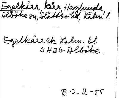 Bild på arkivkortet för arkivposten Egelkärr