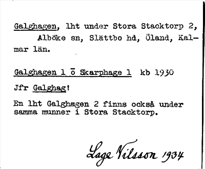 Bild på arkivkortet för arkivposten Galghagen