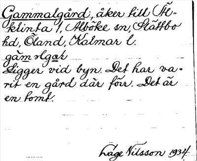 Bild på arkivkortet för arkivposten Gammalgård