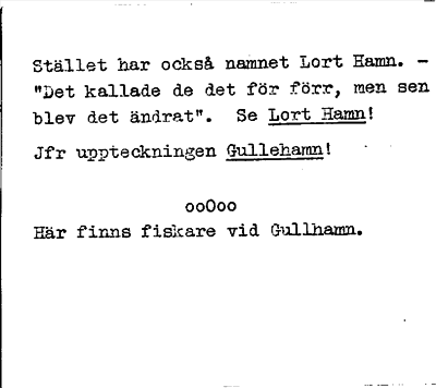 Bild på baksidan av arkivkortet för arkivposten Gullhamn