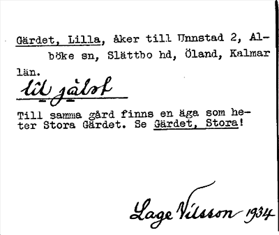 Bild på arkivkortet för arkivposten Gärdet, Lilla