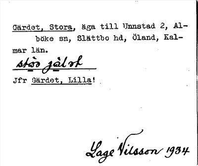Bild på arkivkortet för arkivposten Gärdet, Stora, jfr Gärdet, Lilla