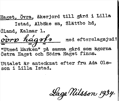 Bild på arkivkortet för arkivposten Haget, Övra