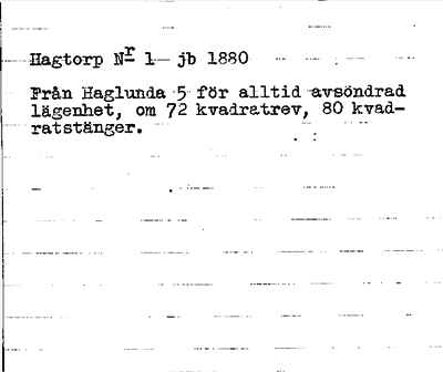 Bild på baksidan av arkivkortet för arkivposten Hagtorp
