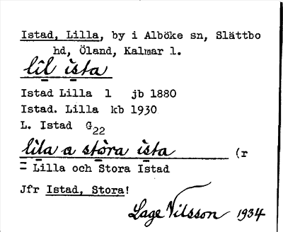 Bild på arkivkortet för arkivposten Istad, Lilla