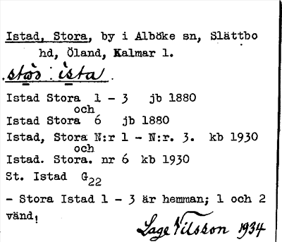Bild på arkivkortet för arkivposten Istad, Stora