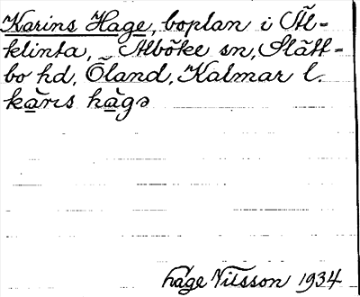 Bild på arkivkortet för arkivposten Karins Hage