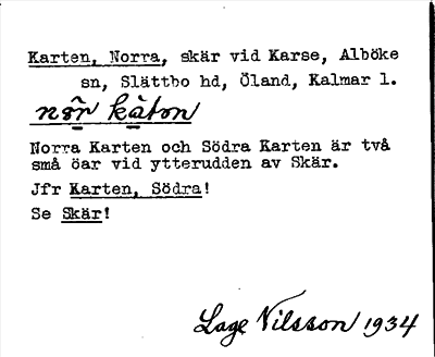 Bild på arkivkortet för arkivposten Karten, Norra, se Skär