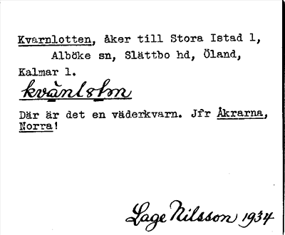Bild på arkivkortet för arkivposten Kvarnlotten