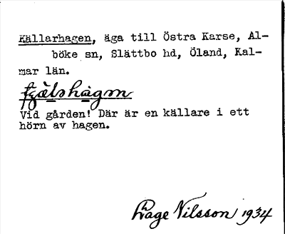 Bild på arkivkortet för arkivposten Källarhagen