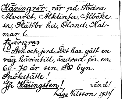 Bild på arkivkortet för arkivposten Käringrör, jfr Käringsten