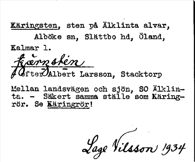 Bild på arkivkortet för arkivposten Käringsten, se Käringsrör