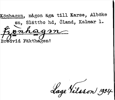 Bild på arkivkortet för arkivposten Könhagen