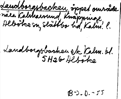 Bild på arkivkortet för arkivposten Landborgsbacken