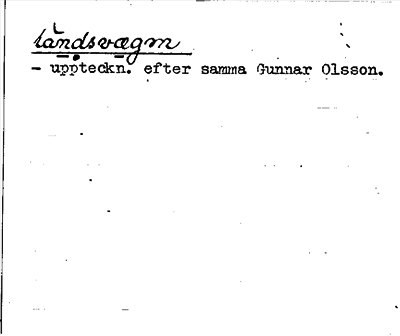 Bild på baksidan av arkivkortet för arkivposten Landsvägen