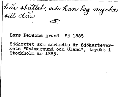 Bild på baksidan av arkivkortet för arkivposten Larspers Grund