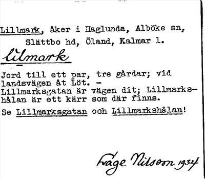 Bild på arkivkortet för arkivposten Lillmark