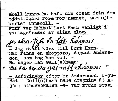 Bild på baksidan av arkivkortet för arkivposten Lort Hamn, se Lortenamn